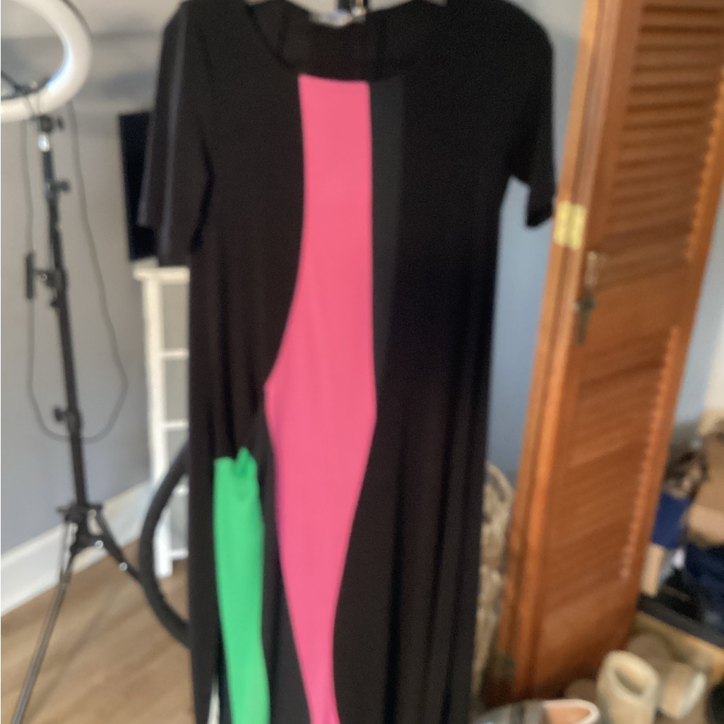 Alembika Black Dress With Pink And Green Accents Smoke Free Home.. Great Price